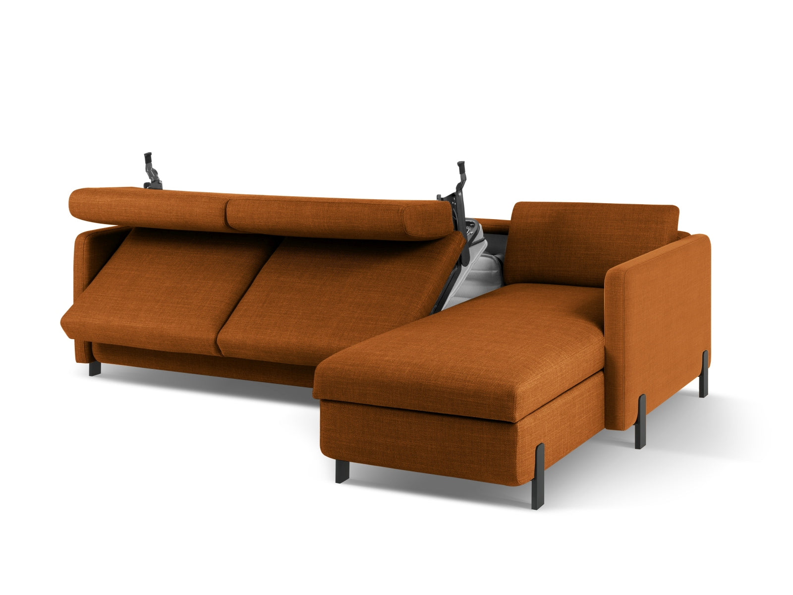 Stylisches Gloria Ecksofa in Brick-Bjorn, perfekt für gemütliche Stunden und als Schlafgelegenheit, mit nützlichem Stauraum für Ihre Dinge.
