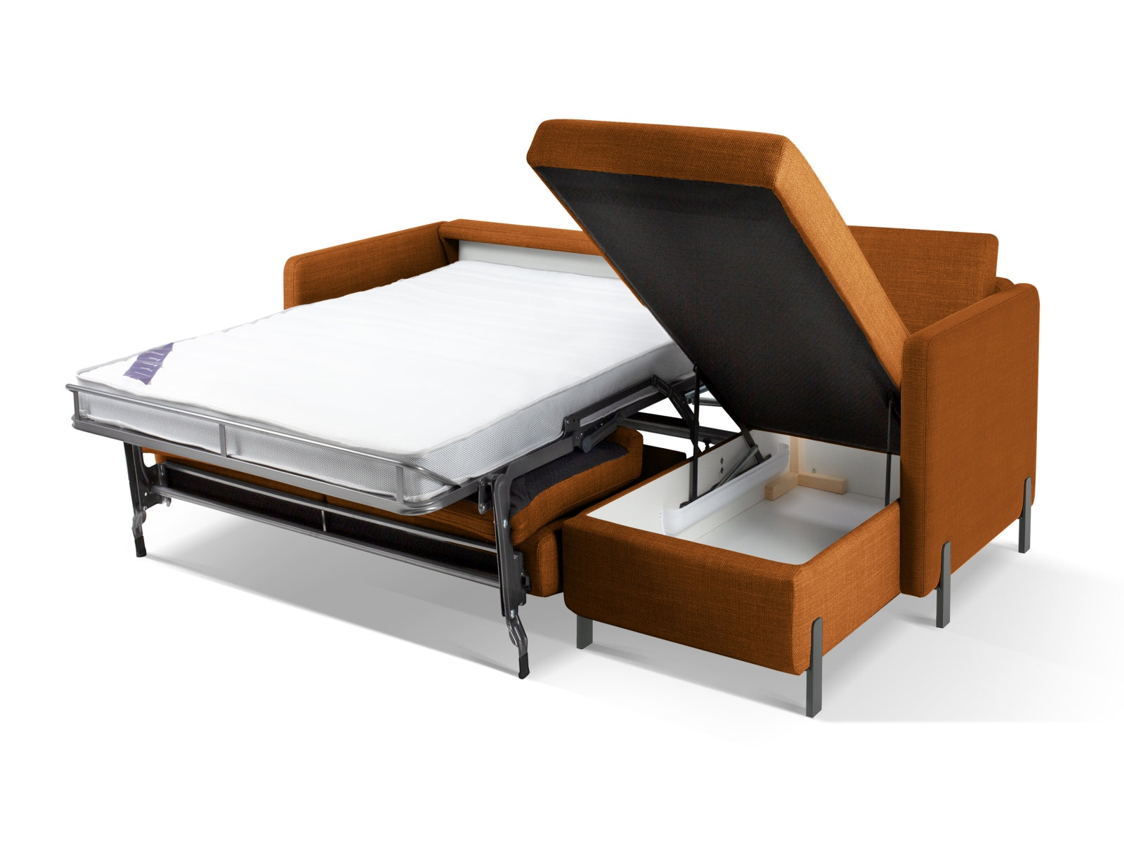 Elegantes Gloria Ecksofa in Brick-Bjorn, ideal für entspannte Abende und Übernachtungsgäste, bietet praktischen Stauraum.