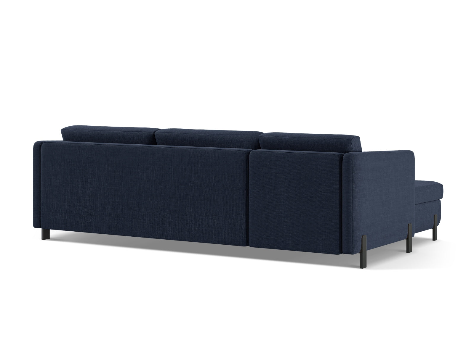 Elegantes, blaues Ecksofa Gloria mit Schlaffunktion und Stauraum, ideal für gemütliche Abende und platzsparende Lösungen.