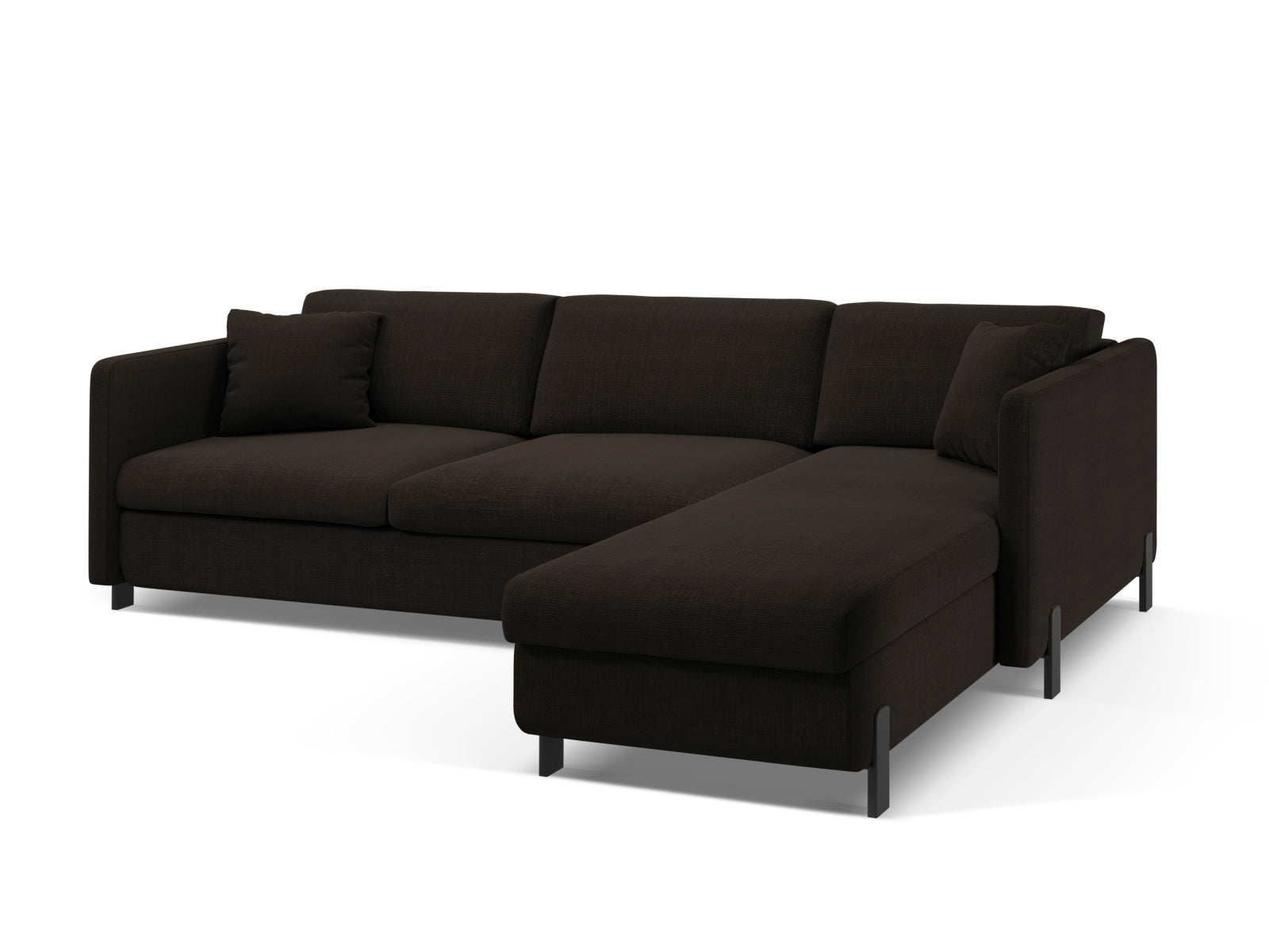 Elegantes Ecksofa Gloria in Dunkelgrau, 4-Sitzer mit praktischer Schlaffunktion und integriertem Stauraum, perfekt für jedes Zuhause.