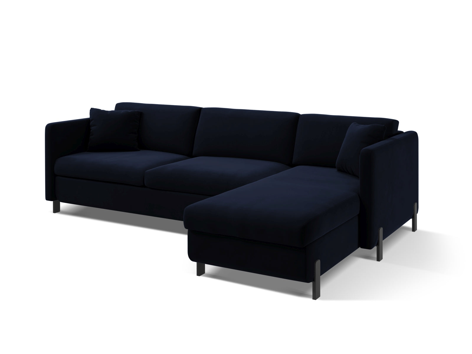 Erleben Sie das stilvolle Gloria Velour Ecksofa rechts von Micadoni – ein 4-Sitzer mit praktischer Schlaffunktion für gemütliche Abende und erholsame Nächte.