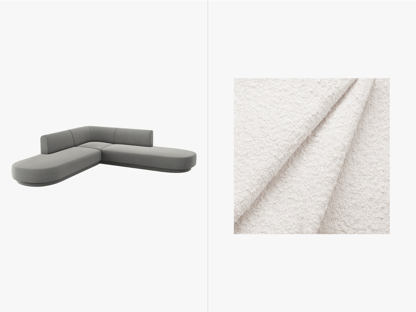 Miley Boucle Symmetrical Ecksofa 5 Sitzer in White präsentiert im Onlineshop von KAQTU Design AG. 3er Sofa ist von Micadoni