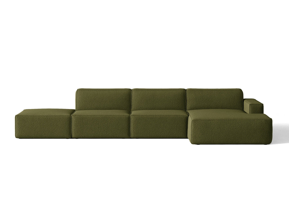 Jodie Boucle modulares Ecksofa rechts 5 Sitzer in Dark Olive Green-Baloo präsentiert im Onlineshop von KAQTU Design AG. L-Sofa rechts ist von Micadoni