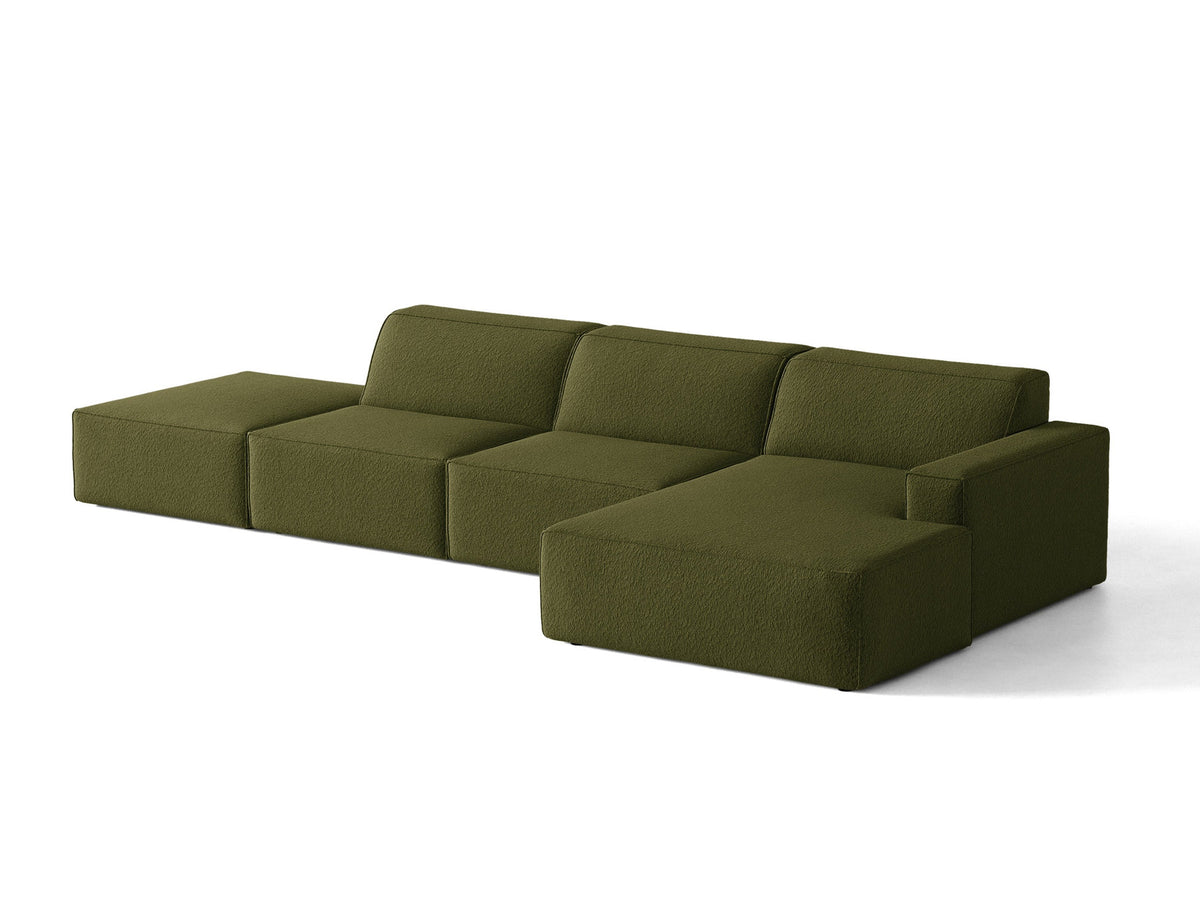 Jodie Boucle modulares Ecksofa rechts 5 Sitzer in Dark Olive Green-Baloo präsentiert im Onlineshop von KAQTU Design AG. L-Sofa rechts ist von Micadoni