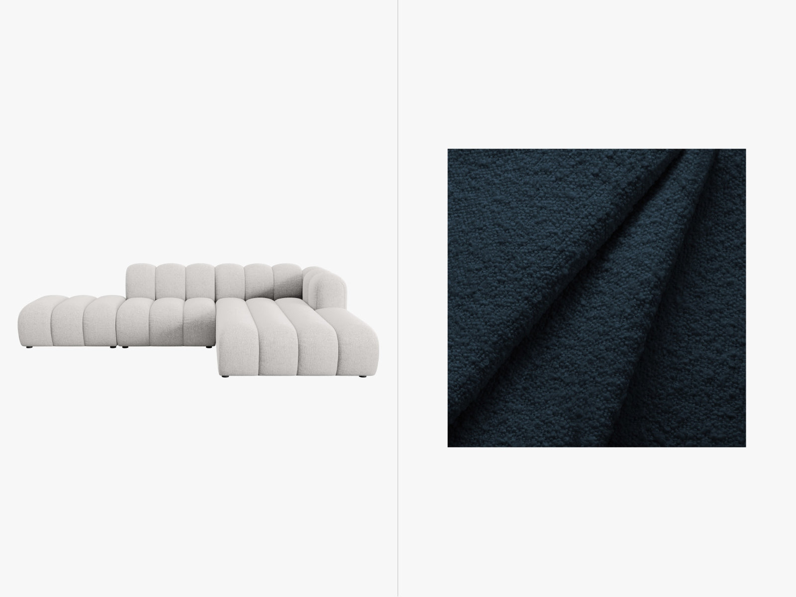 Lupine Modulares Ecksofa open rechts 5 Sitzer in Dark Blue-Baloo präsentiert im Onlineshop von KAQTU Design AG. L-Sofa rechts ist von Micadoni