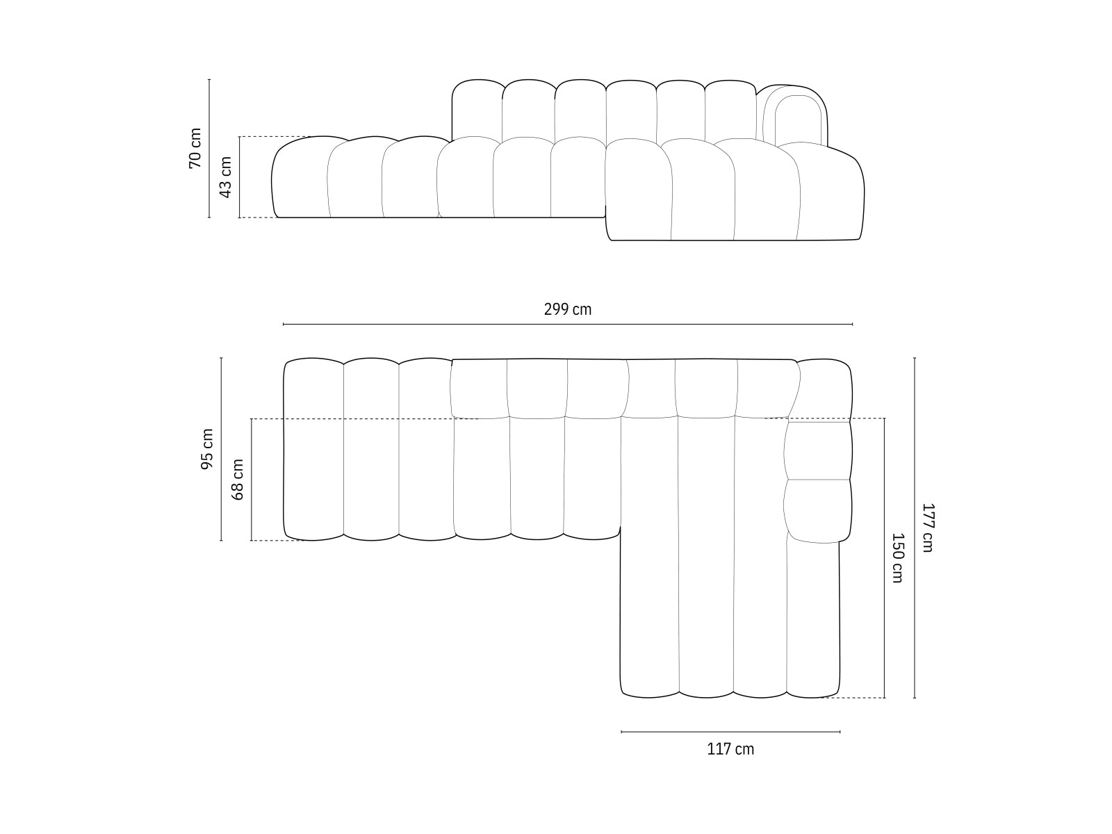 Lupine Modulares Ecksofa open rechts 5 Sitzer in Terracotta präsentiert im Onlineshop von KAQTU Design AG. L-Sofa rechts ist von Micadoni