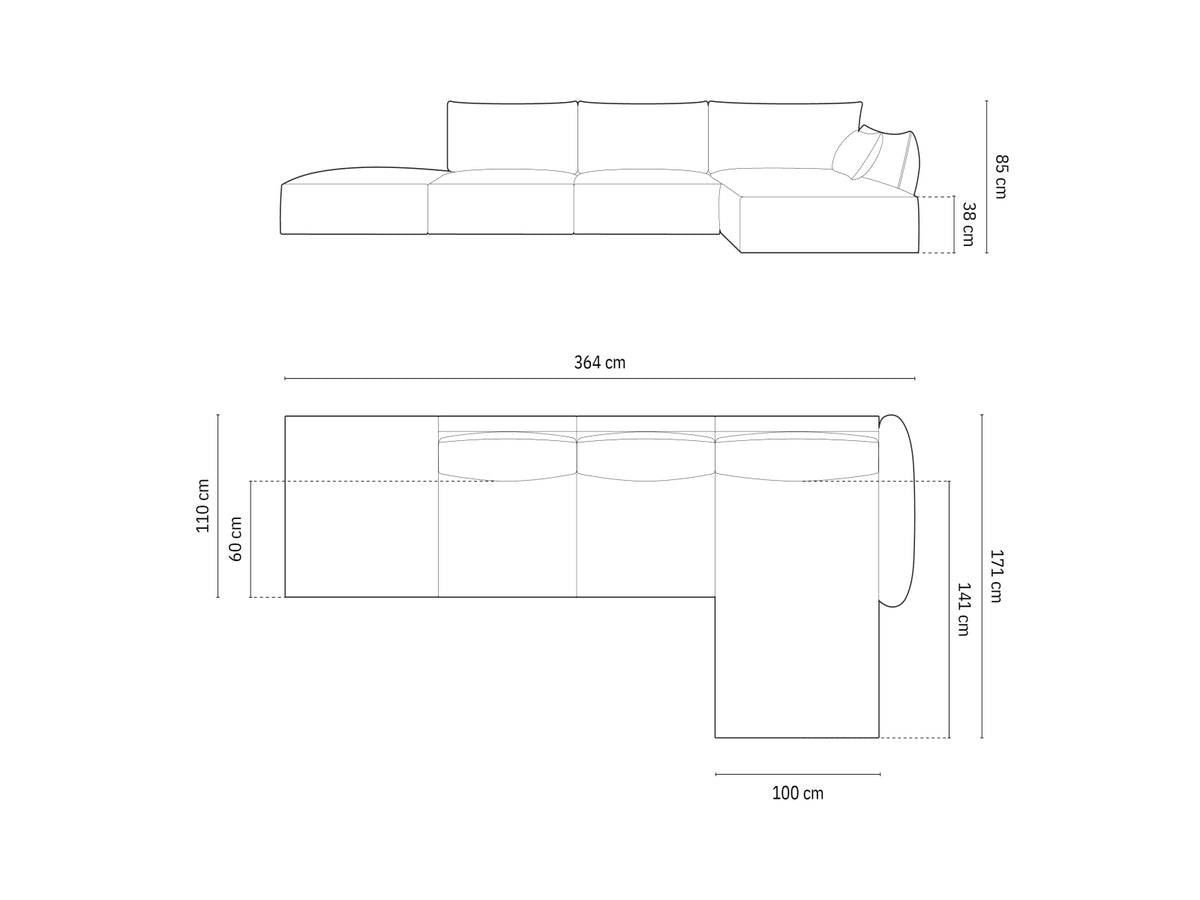 Kaelle Ecksofa rechts 5 Sitzer in Terracotta-Over The Horizon präsentiert im Onlineshop von KAQTU Design AG. Bettsofa rechts ist von Micadoni