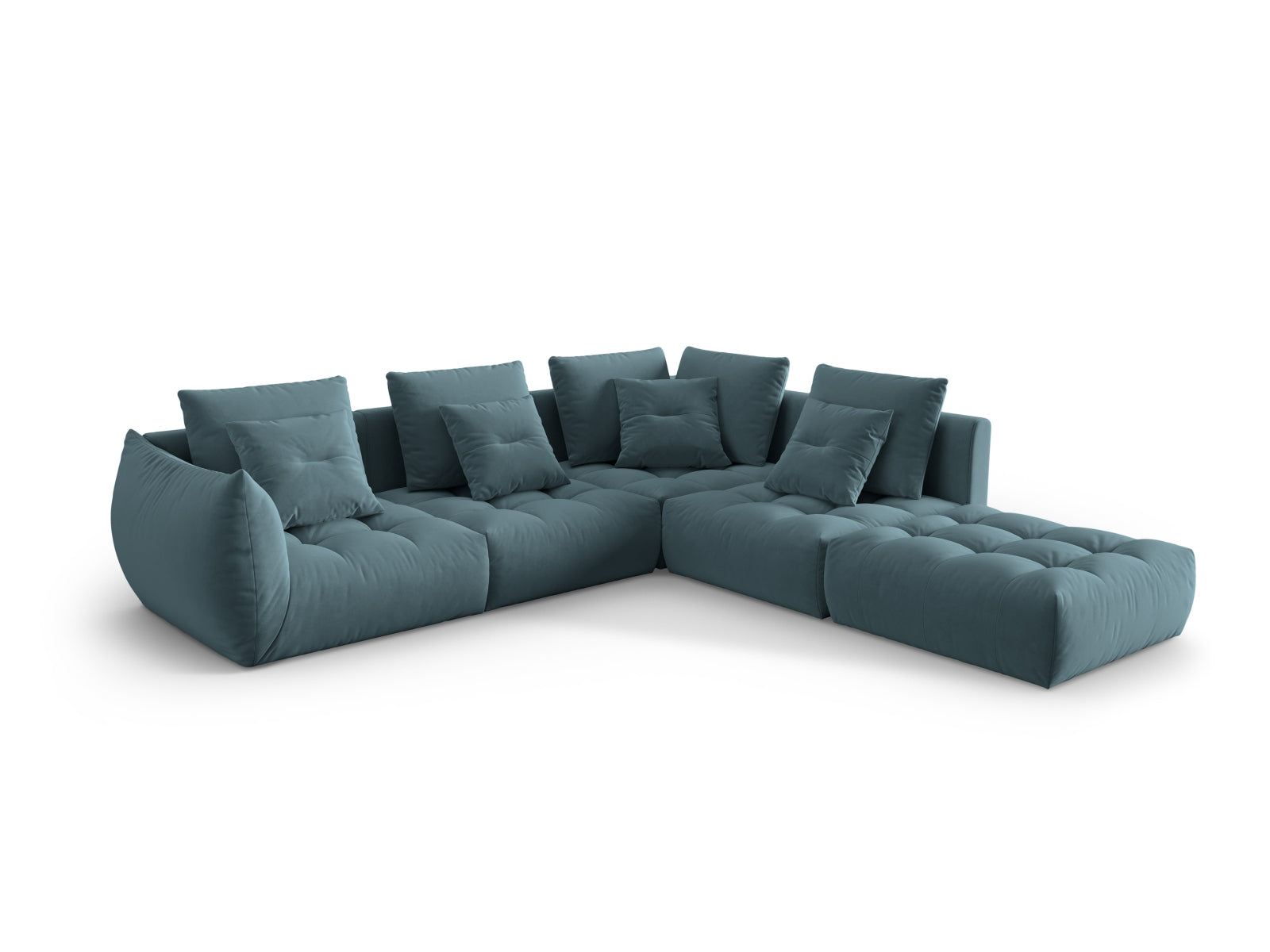 Entdecken Sie das elegante Bloom Velour Ecksofa von Micadoni – ein 4-Sitzer im Boho-Stil, ideal für Ihr modernes Wohnzimmer. Wählen Sie Ihre Wunschfarbe!