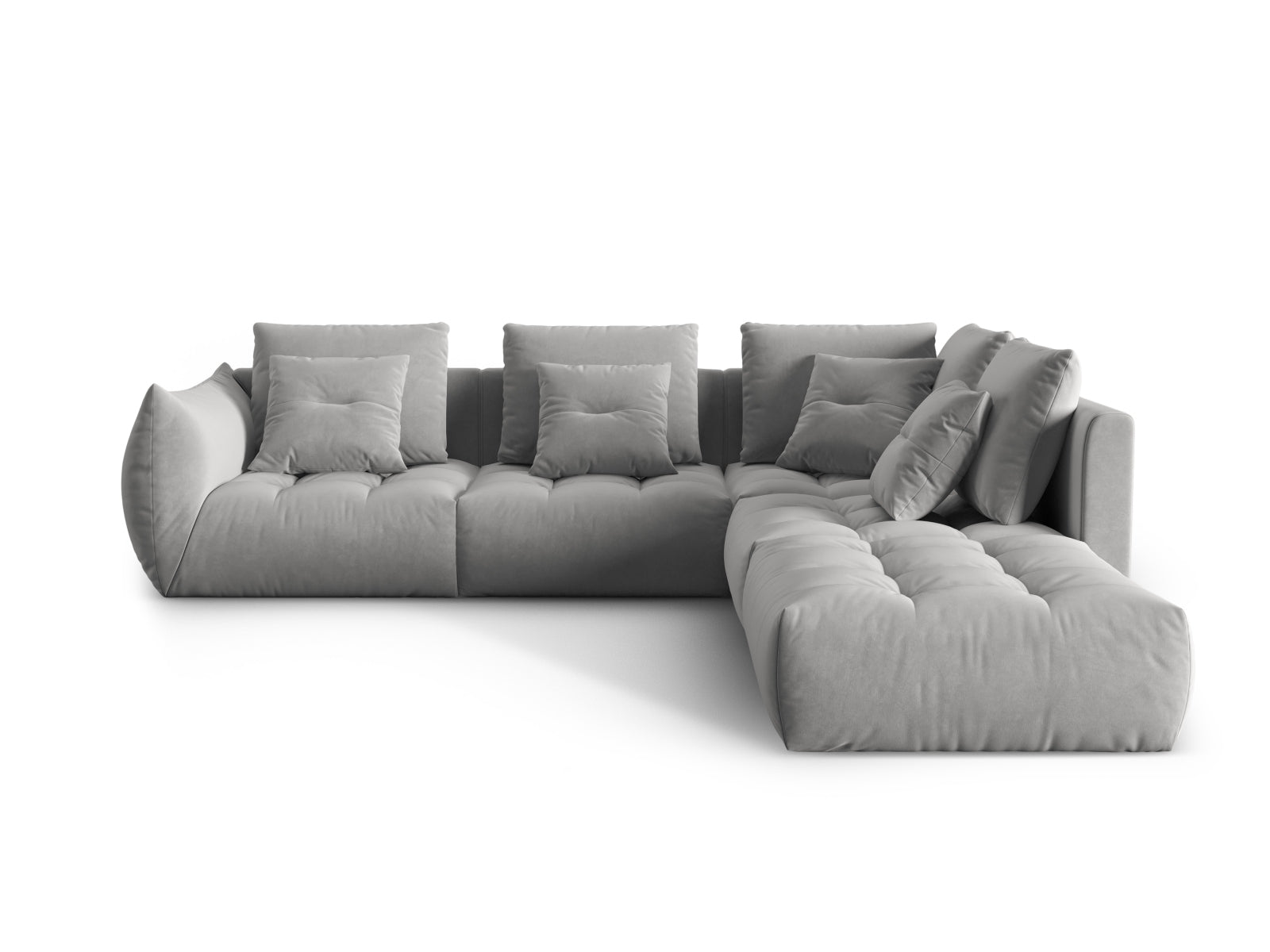 Bloom Velour Modular Ecksofa rechts 4 Sitzer in Grey präsentiert im Onlineshop von KAQTU Design AG. Ecksofa rechts ist von Micadoni