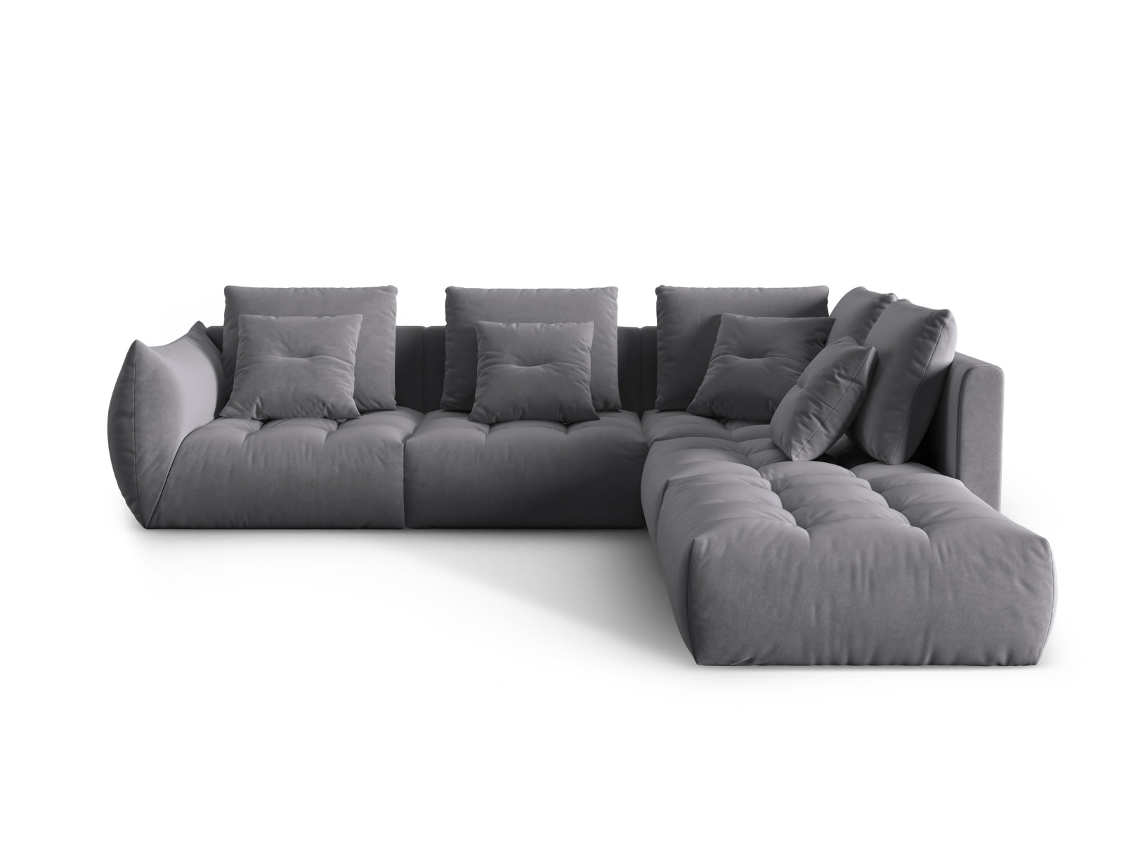 Bloom Velour Modular Ecksofa rechts 4 Sitzer in Dark Grey präsentiert im Onlineshop von KAQTU Design AG. Ecksofa rechts ist von Micadoni