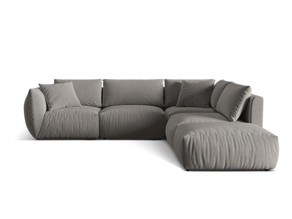 Chris Velour Modular Ecksofa rechts 4 Sitzer in Grey-Casino präsentiert im Onlineshop von KAQTU Design AG. Ecksofa rechts ist von Micadoni
