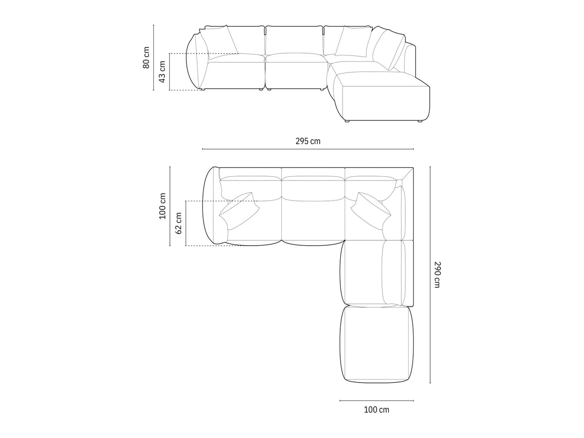 Chris Velour Modular Ecksofa rechts 4 Sitzer in Grey-Casino präsentiert im Onlineshop von KAQTU Design AG. Ecksofa rechts ist von Micadoni
