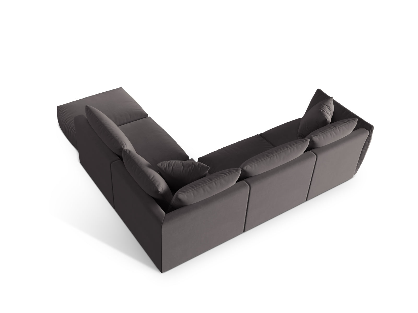 Elegantes, modulares Ecksofa Chris in hochwertigem Velours, ideal für moderne Wohnzimmer und gemütliche Abende.