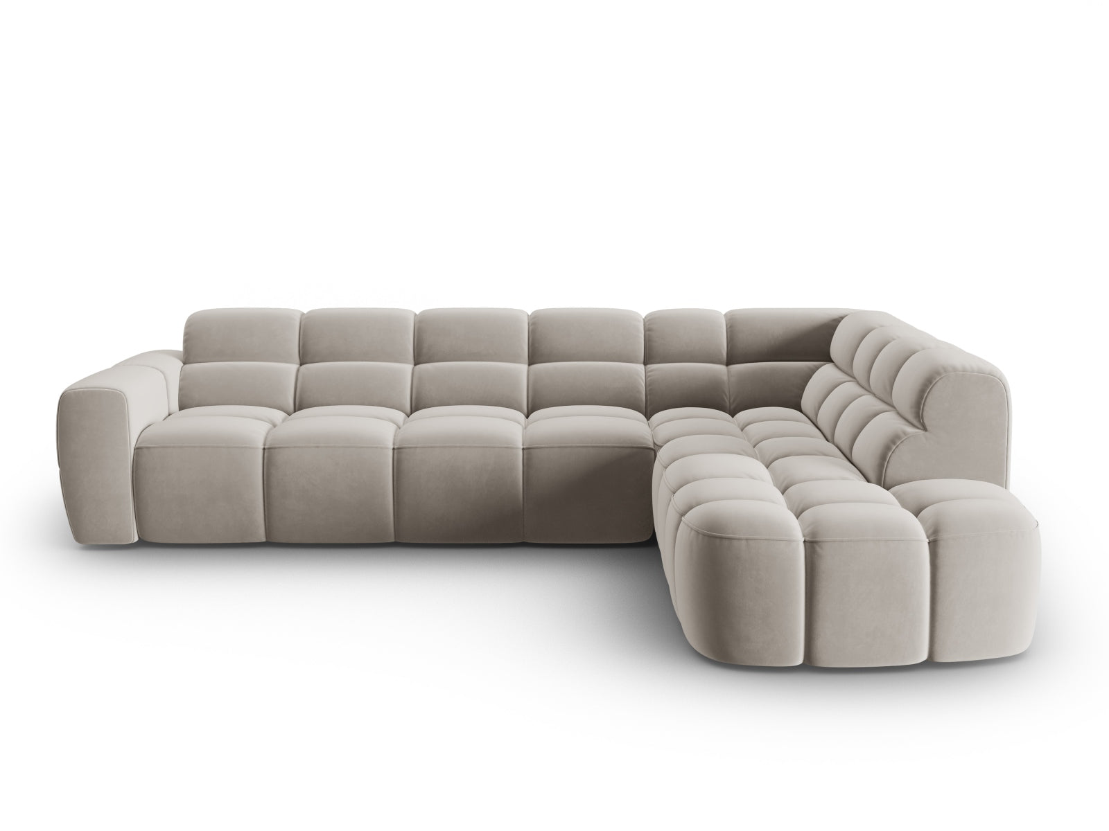 Lisa Velour Ecksofa rechts 5 Sitzer in Light Beige präsentiert im Onlineshop von KAQTU Design AG. Ecksofa rechts ist von Micadoni