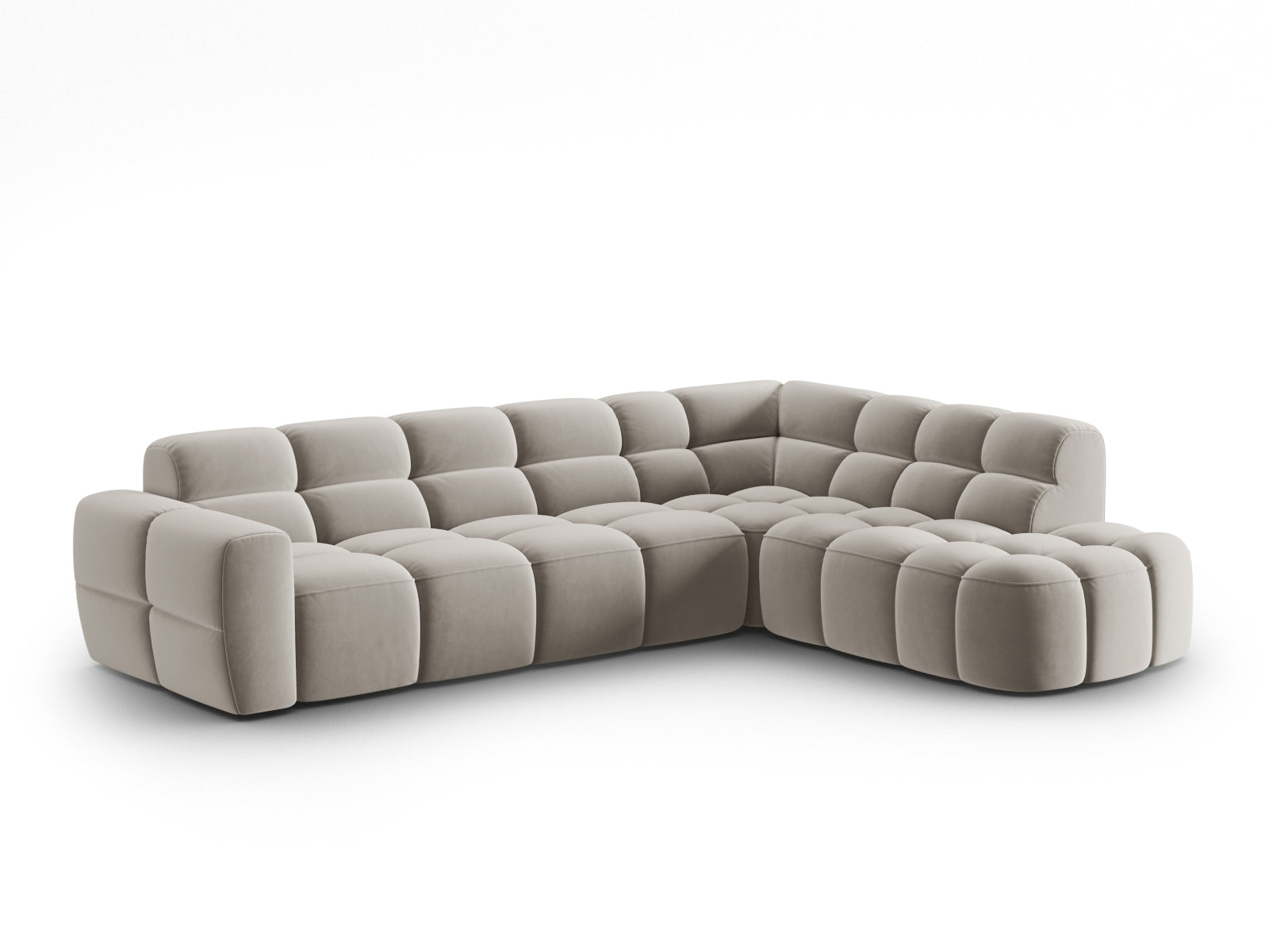Lisa Velour Ecksofa rechts 5 Sitzer in Light Beige präsentiert im Onlineshop von KAQTU Design AG. Ecksofa rechts ist von Micadoni
