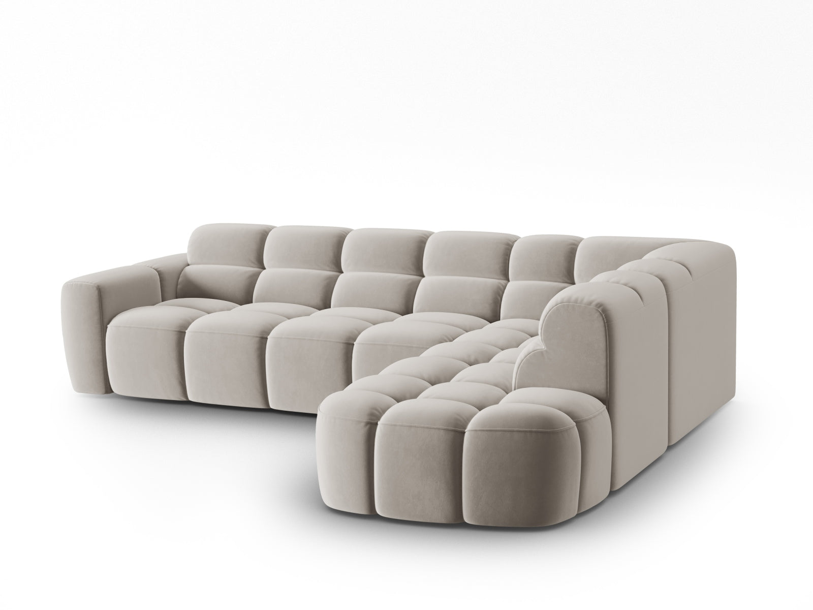Lisa Velour Ecksofa rechts 5 Sitzer in Light Beige präsentiert im Onlineshop von KAQTU Design AG. Ecksofa rechts ist von Micadoni
