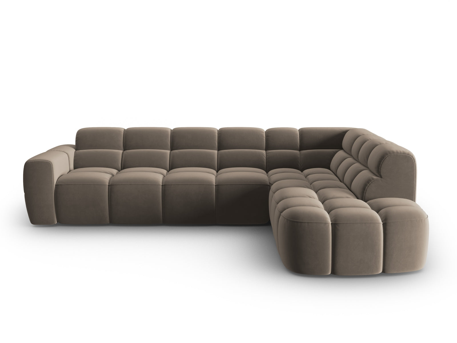 Lisa Velour Ecksofa rechts 5 Sitzer in Light Brown präsentiert im Onlineshop von KAQTU Design AG. Ecksofa rechts ist von Micadoni