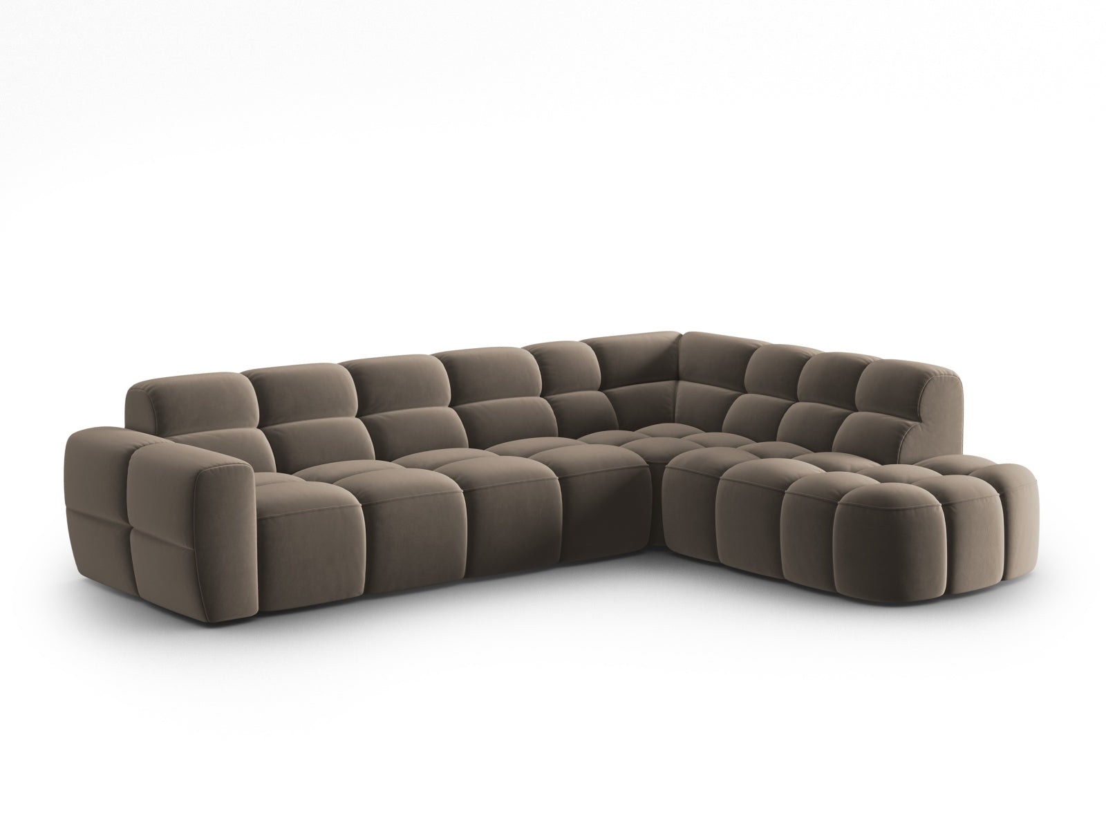Lisa Velour Ecksofa rechts 5 Sitzer in Light Brown präsentiert im Onlineshop von KAQTU Design AG. Ecksofa rechts ist von Micadoni