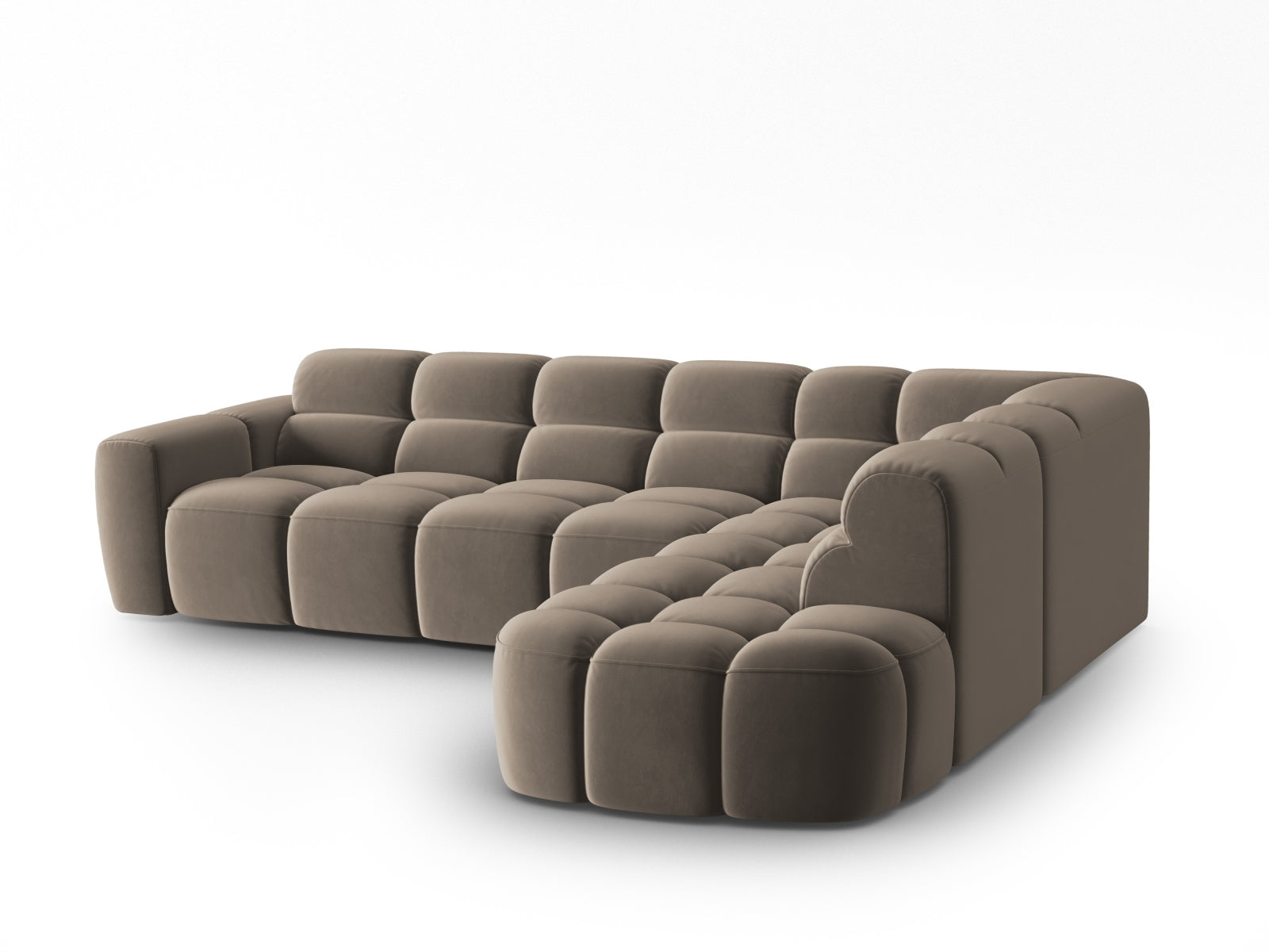 Lisa Velour Ecksofa rechts 5 Sitzer in Light Brown präsentiert im Onlineshop von KAQTU Design AG. Ecksofa rechts ist von Micadoni