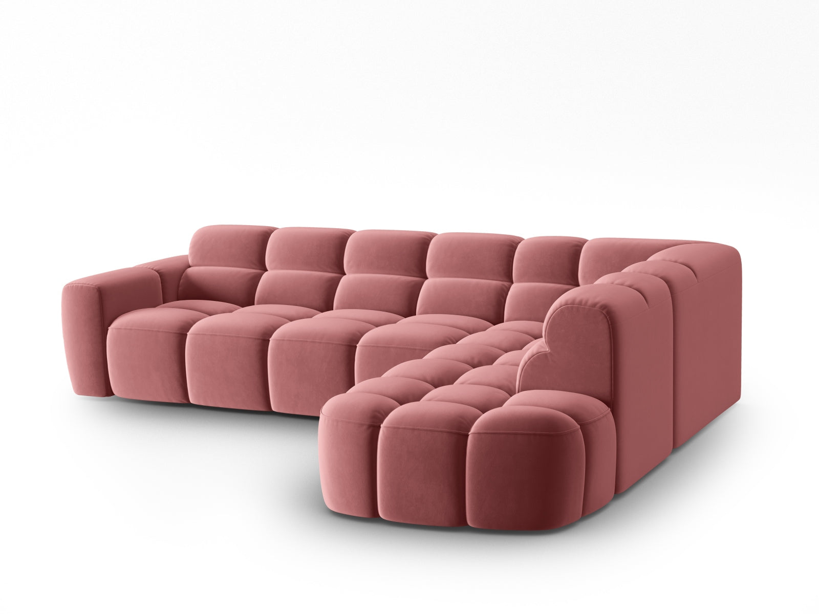 Lisa Velour Ecksofa rechts 5 Sitzer in Flamingo präsentiert im Onlineshop von KAQTU Design AG. Ecksofa rechts ist von Micadoni