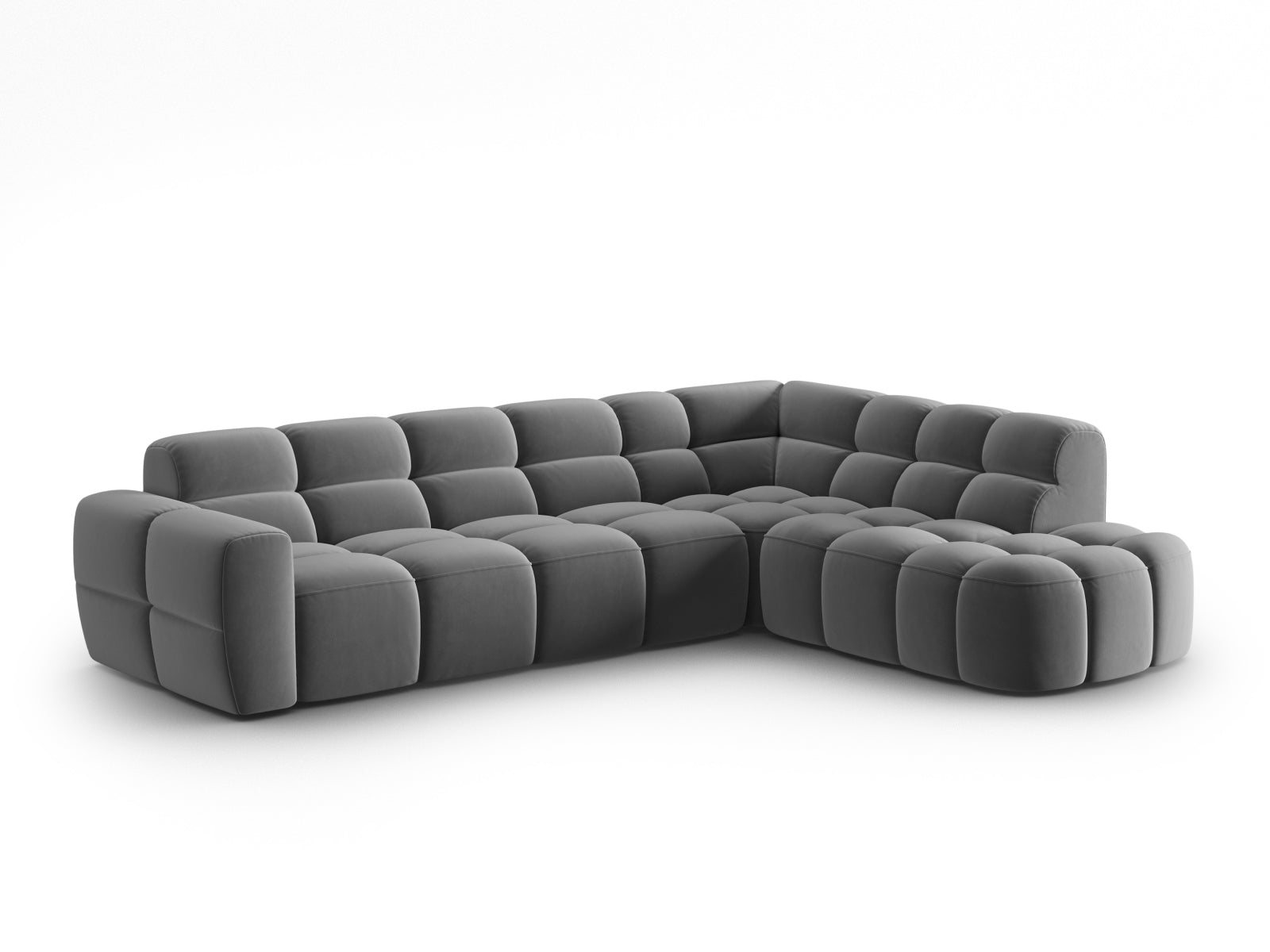 Lisa Velour Ecksofa rechts 5 Sitzer in Light Grey präsentiert im Onlineshop von KAQTU Design AG. Ecksofa rechts ist von Micadoni