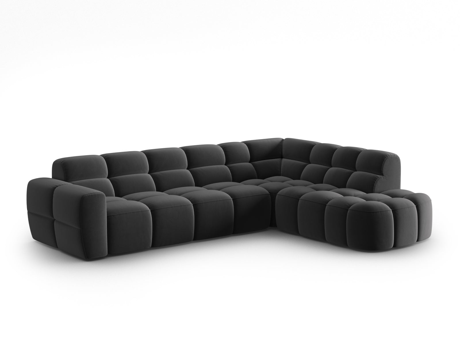 Lisa Velour Ecksofa rechts 5 Sitzer in Dark Grey präsentiert im Onlineshop von KAQTU Design AG. Ecksofa rechts ist von Micadoni