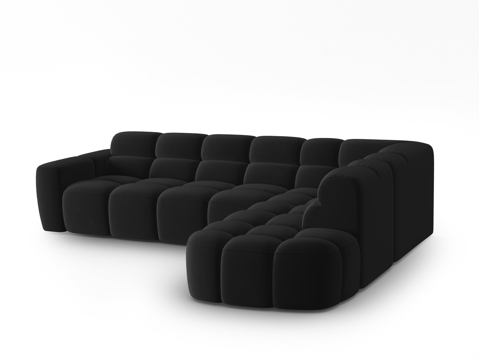 Lisa Velour Ecksofa rechts 5 Sitzer in Black präsentiert im Onlineshop von KAQTU Design AG. Ecksofa rechts ist von Micadoni