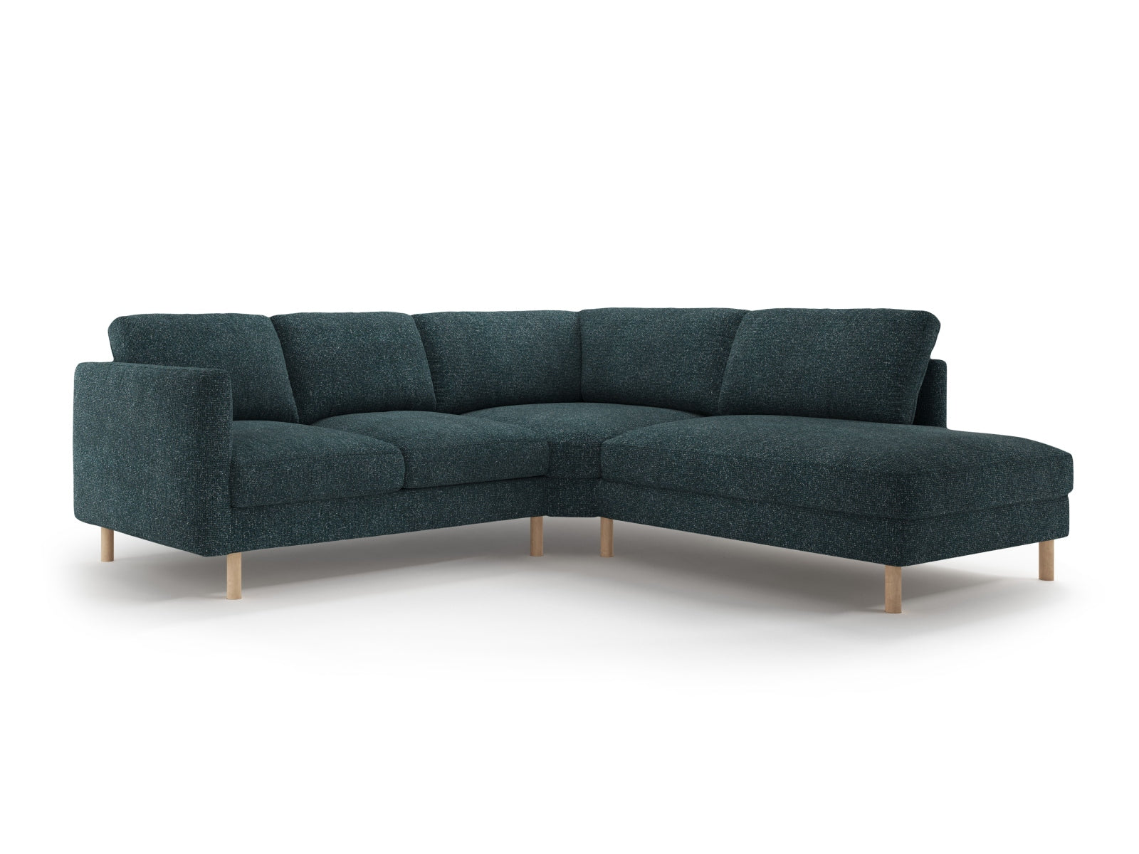 Elegantes Eden Ecksofa rechts von Micadoni, 4-Sitzer in trendigem Green Blue Melange, ideal für moderne und gemütliche Wohnambiente.