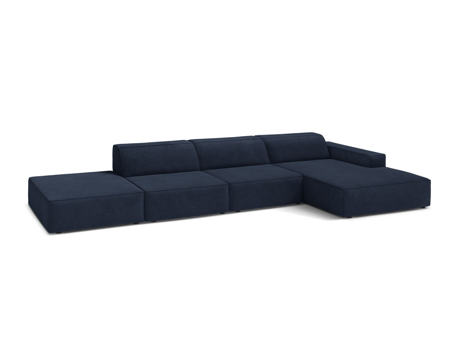 Elegantes 5-Sitzer Ecksofa Jodie in Navy Blue, ideal für stilvolle Wohnzimmergestaltung. Hochwertige Verarbeitung von Micadoni.
