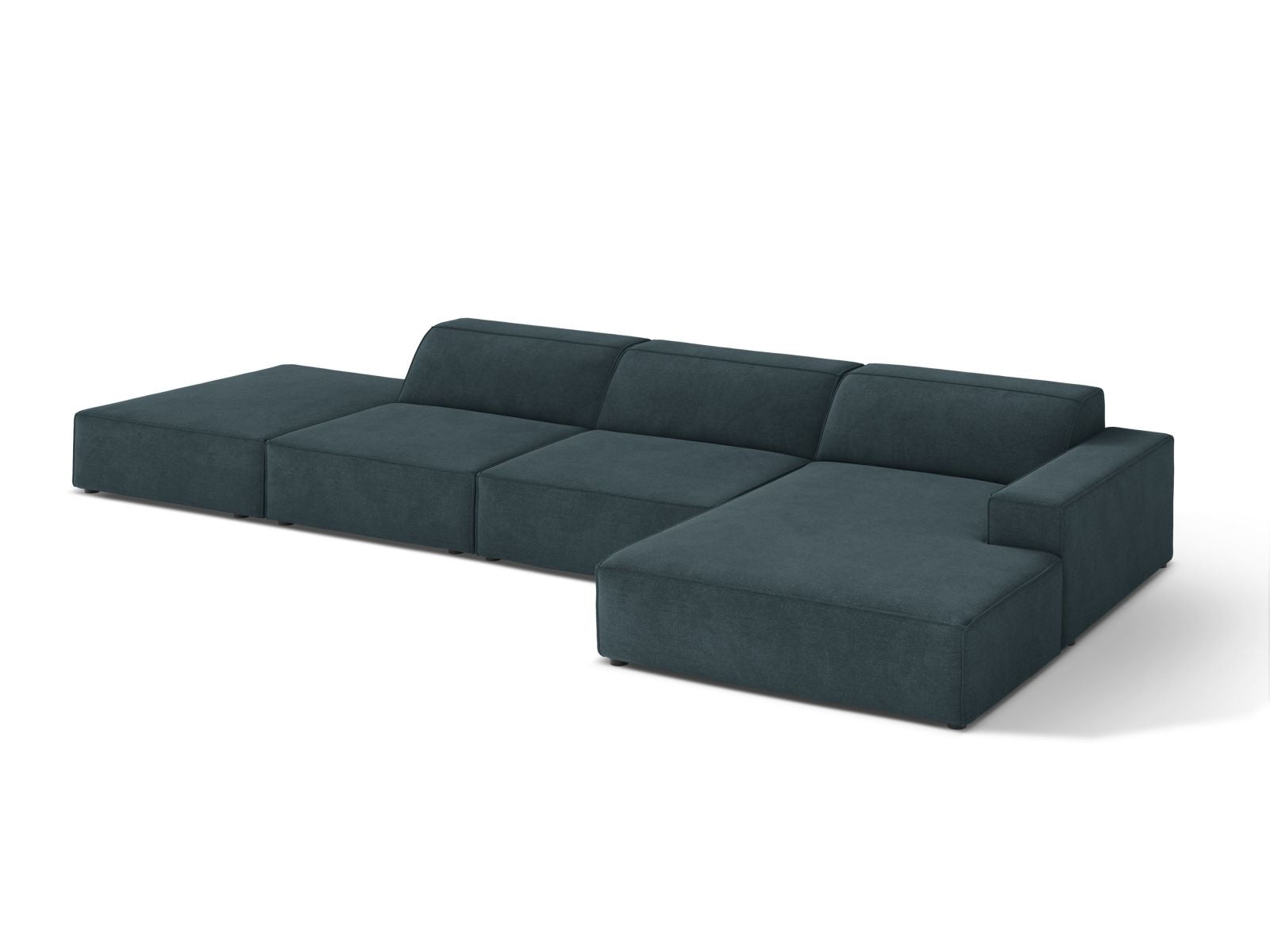 Elegantes 5-Sitzer Ecksofa Jodie in stilvollem Petrol, ideal für entspannte Abende im Wohnzimmer. Hochwertige Verarbeitung und modernes Design.
