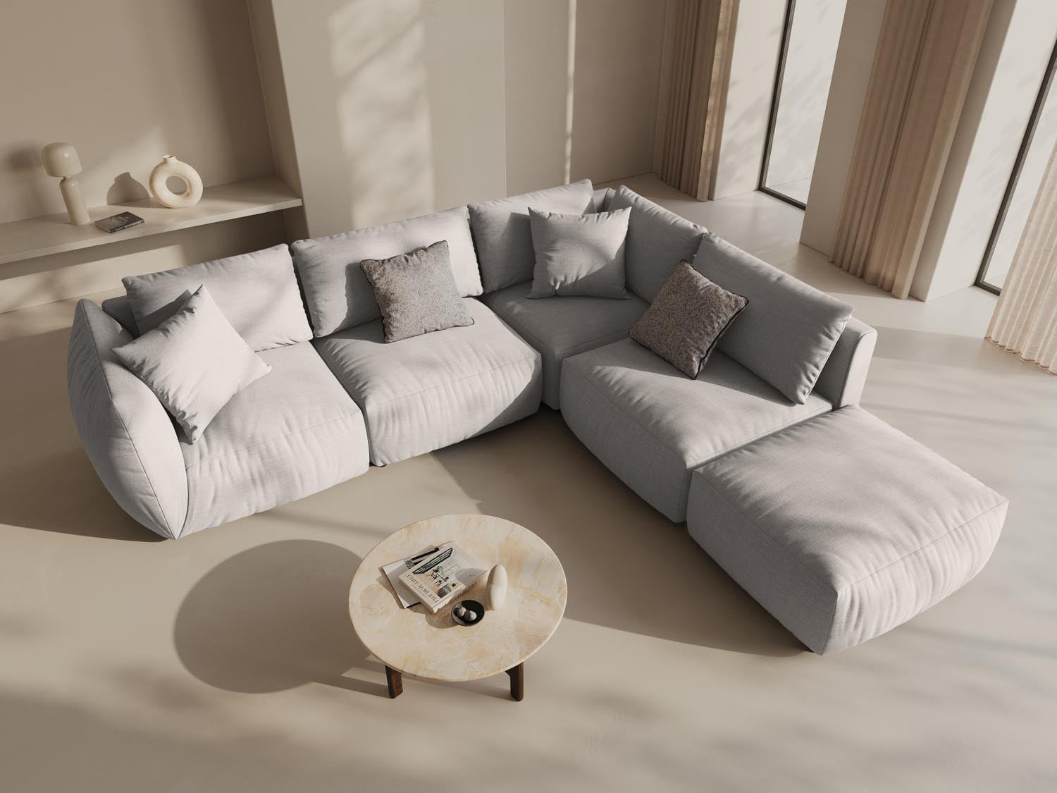 Erleben Sie das Chris Modular Ecksofa rechts von Micadoni – ein elegantes 4-Sitzer Sofa mit flexiblen Modulen und optimalem Komfort für Ihr Zuhause!