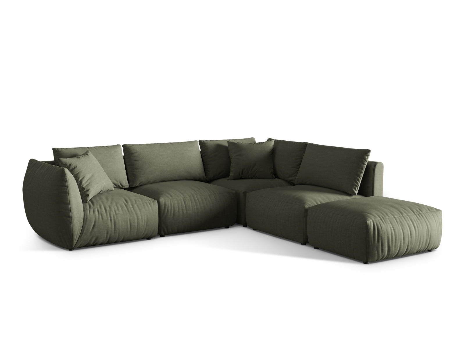 Modernes Chris Modular Ecksofa rechts 4 Sitzer in zartem Blau, perfekt für gemütliche und stilvolle Wohnambiente von Micadoni.