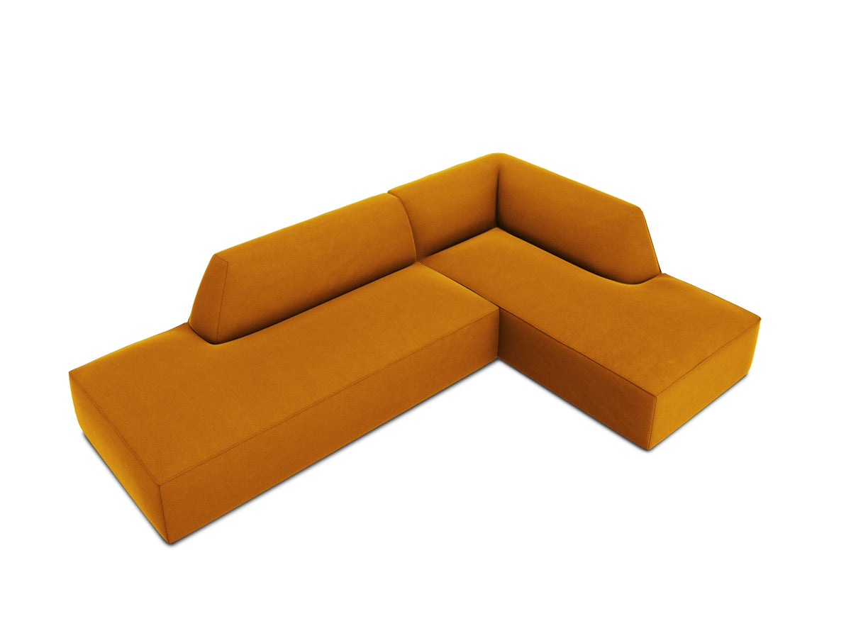 Ruby Velour modulares Ecksofa Open end rechts 4 Sitzer in Yellow-Salvador präsentiert im Onlineshop von KAQTU Design AG. L-Sofa rechts ist von Micadoni