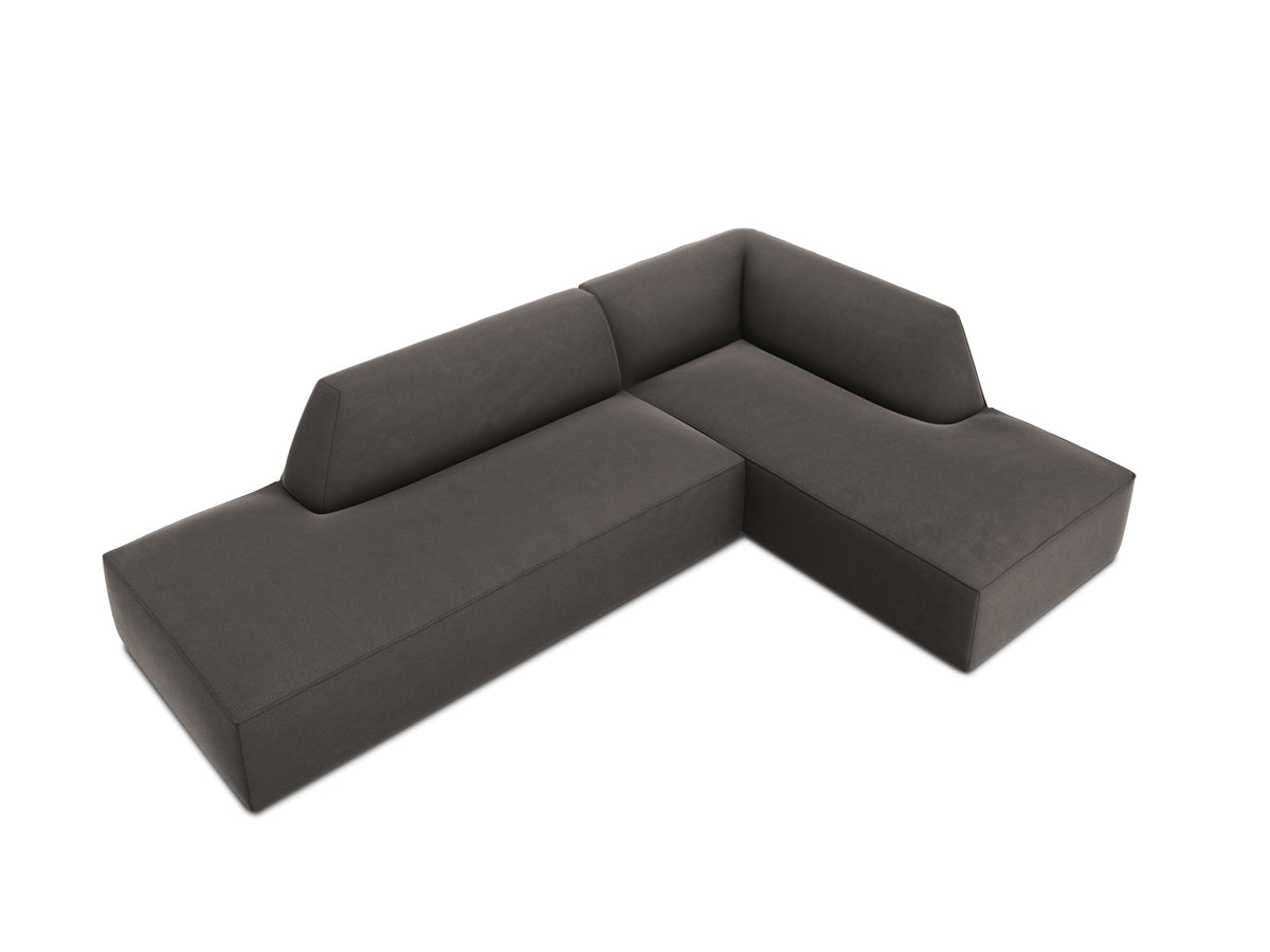 Ruby Velour modulares Ecksofa Open end rechts 4 Sitzer in Dark Grey-Salvador präsentiert im Onlineshop von KAQTU Design AG. L-Sofa rechts ist von Micadoni