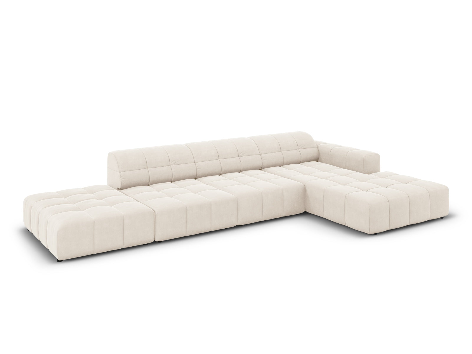 Jennifer Velour Ecksofa rechts 5 Sitzer in Light Beige präsentiert im Onlineshop von KAQTU Design AG. Ecksofa rechts ist von Micadoni