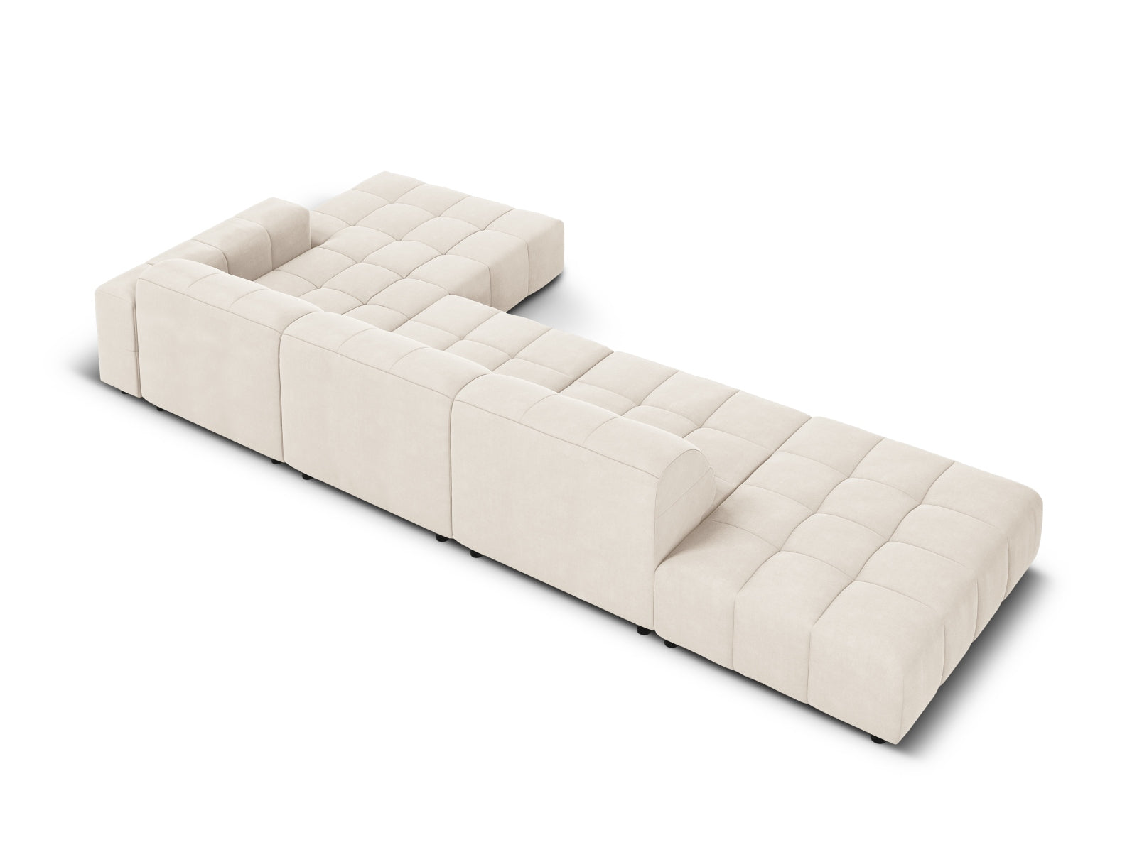 Jennifer Velour Ecksofa rechts 5 Sitzer in Light Beige präsentiert im Onlineshop von KAQTU Design AG. Ecksofa rechts ist von Micadoni