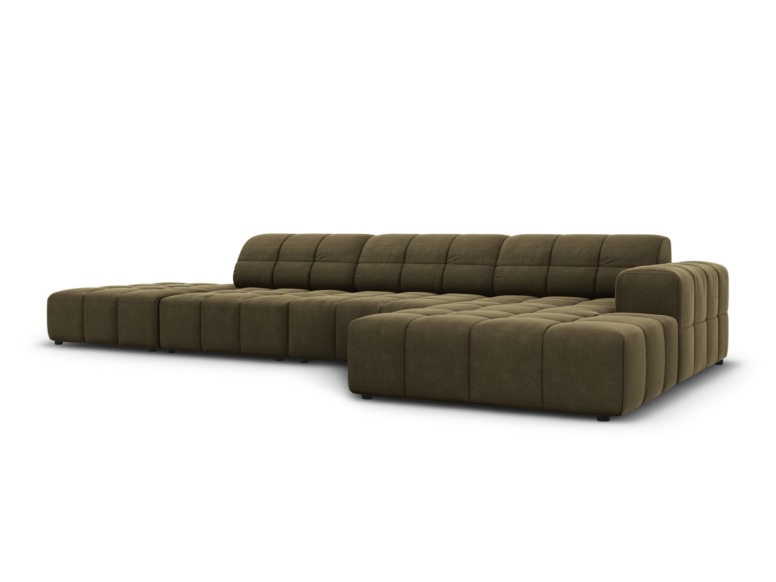Jennifer Velour Ecksofa rechts 5 Sitzer in Green präsentiert im Onlineshop von KAQTU Design AG. Ecksofa rechts ist von Micadoni