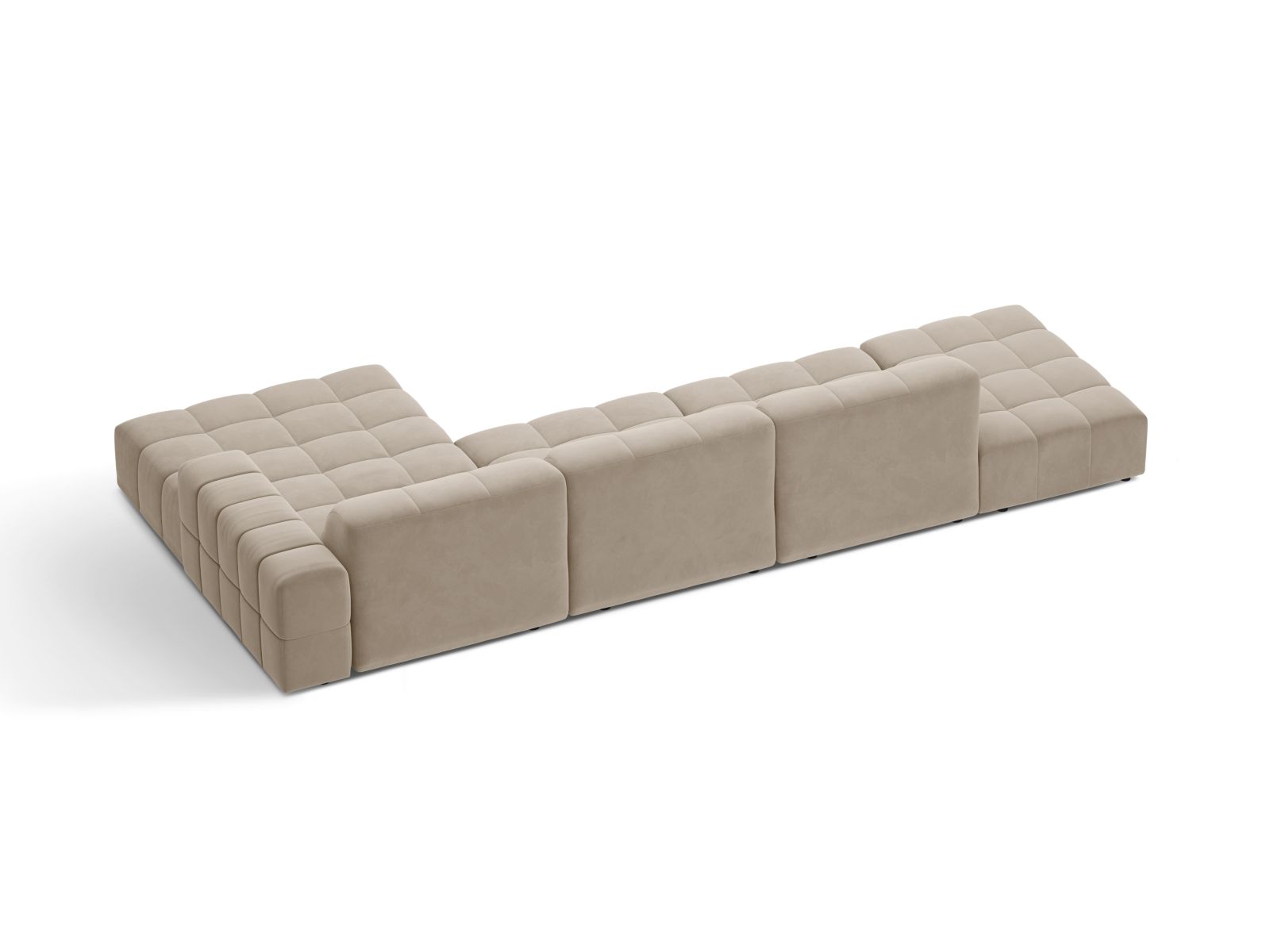 Elegantes 5-Sitzer Ecksofa Jennifer in modernem Dunkelbeige, ideal für gesellige Runden und komfortable Entspannung im Wohnzimmer.
