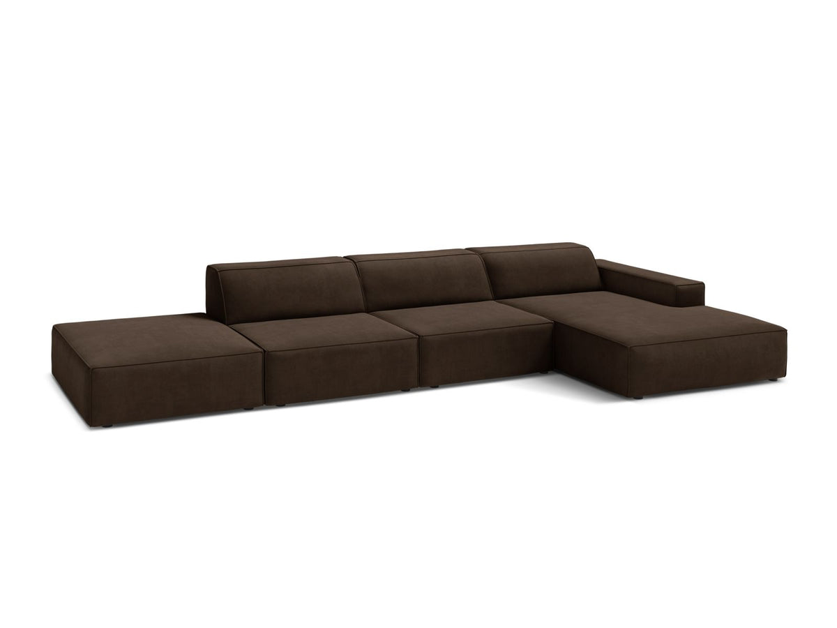 Jodie Velour modulares Ecksofa rechts 5 Sitzer in Dark Brown-Bluvel präsentiert im Onlineshop von KAQTU Design AG. Ecksofa rechts ist von Micadoni