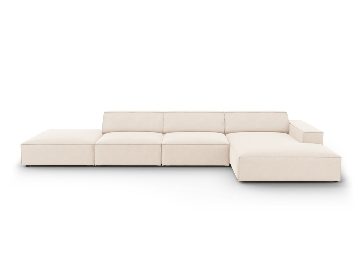 Jodie Velour modulares Ecksofa rechts 5 Sitzer in Light Beige-Bluvel präsentiert im Onlineshop von KAQTU Design AG. L-Sofa rechts ist von Micadoni