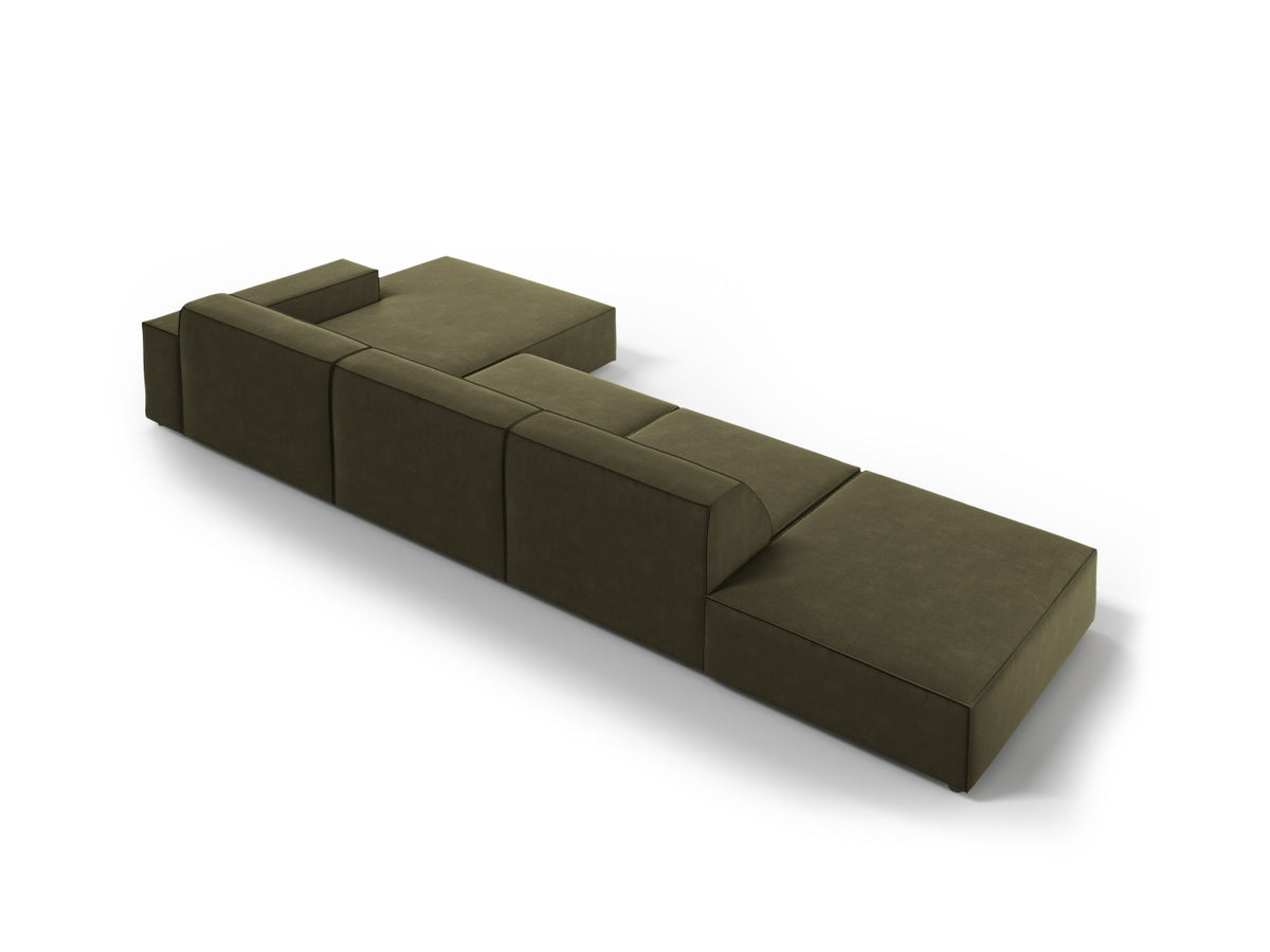 Jodie Velour modulares Ecksofa rechts 5 Sitzer in Green-Bluvel präsentiert im Onlineshop von KAQTU Design AG. L-Sofa rechts ist von Micadoni