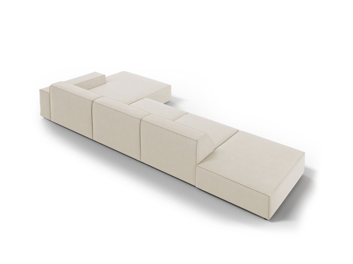 Jodie Velour modulares Ecksofa rechts 5 Sitzer in Dark Beige-Bluvel präsentiert im Onlineshop von KAQTU Design AG. L-Sofa rechts ist von Micadoni