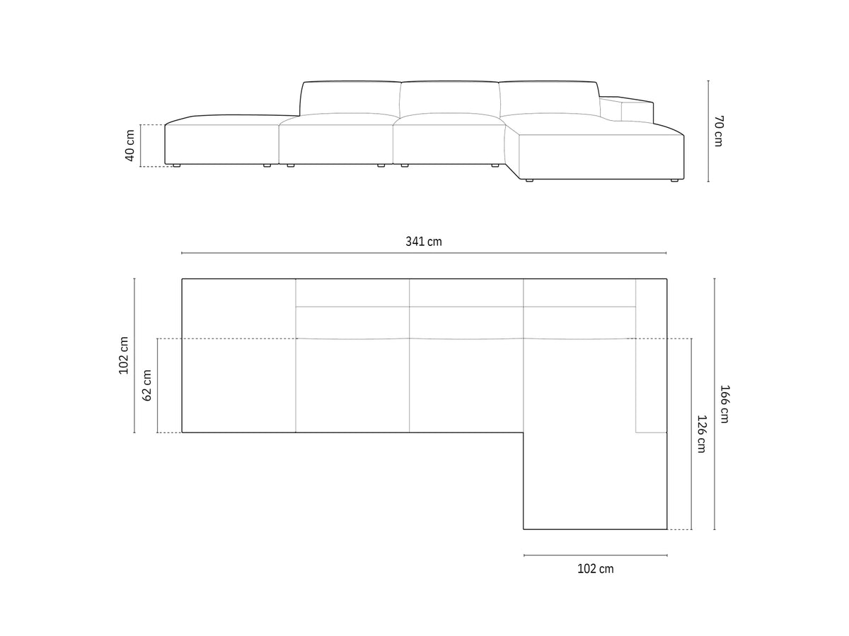 Jodie Modulares Ecksofa rechts 5 Sitzer in Terracotta-Megan präsentiert im Onlineshop von KAQTU Design AG. L-Sofa rechts ist von Micadoni