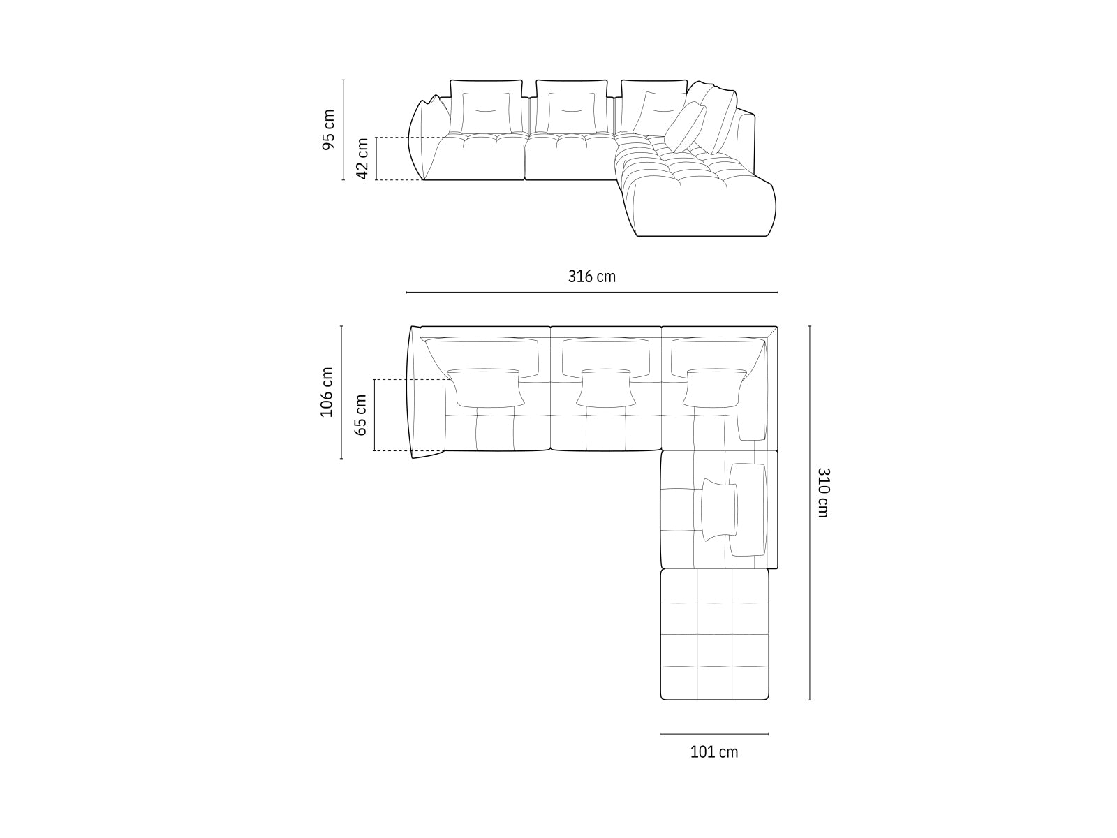 Bloom Modular Ecksofa rechts 4 Sitzer in Dark Blue präsentiert im Onlineshop von KAQTU Design AG. Ecksofa rechts ist von Micadoni