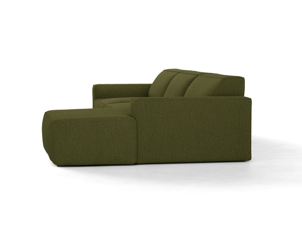 Jodie Boucle modulares Ecksofa rechts 4 Sitzer in Dark Olive Green-Baloo präsentiert im Onlineshop von KAQTU Design AG. L-Sofa rechts ist von Micadoni