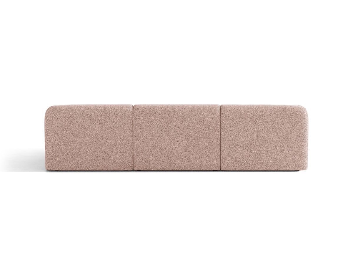 Dunkelbeiges L-Sofa Miley von Micadoni mit Bluvel-Stoffbezug, schwarzen Kunststoffbeinen und modularer Bauweise, rechts ausgerichtet.