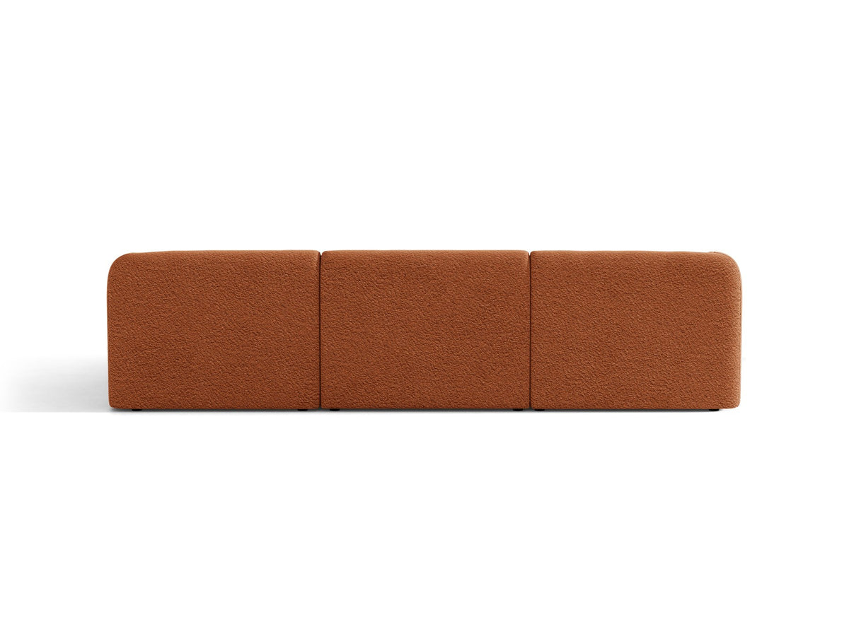 Dunkelbeiges L-Sofa Miley von Micadoni mit Bluvel-Stoffbezug, schwarzen Kunststoffbeinen und modularer Bauweise, rechts ausgerichtet.