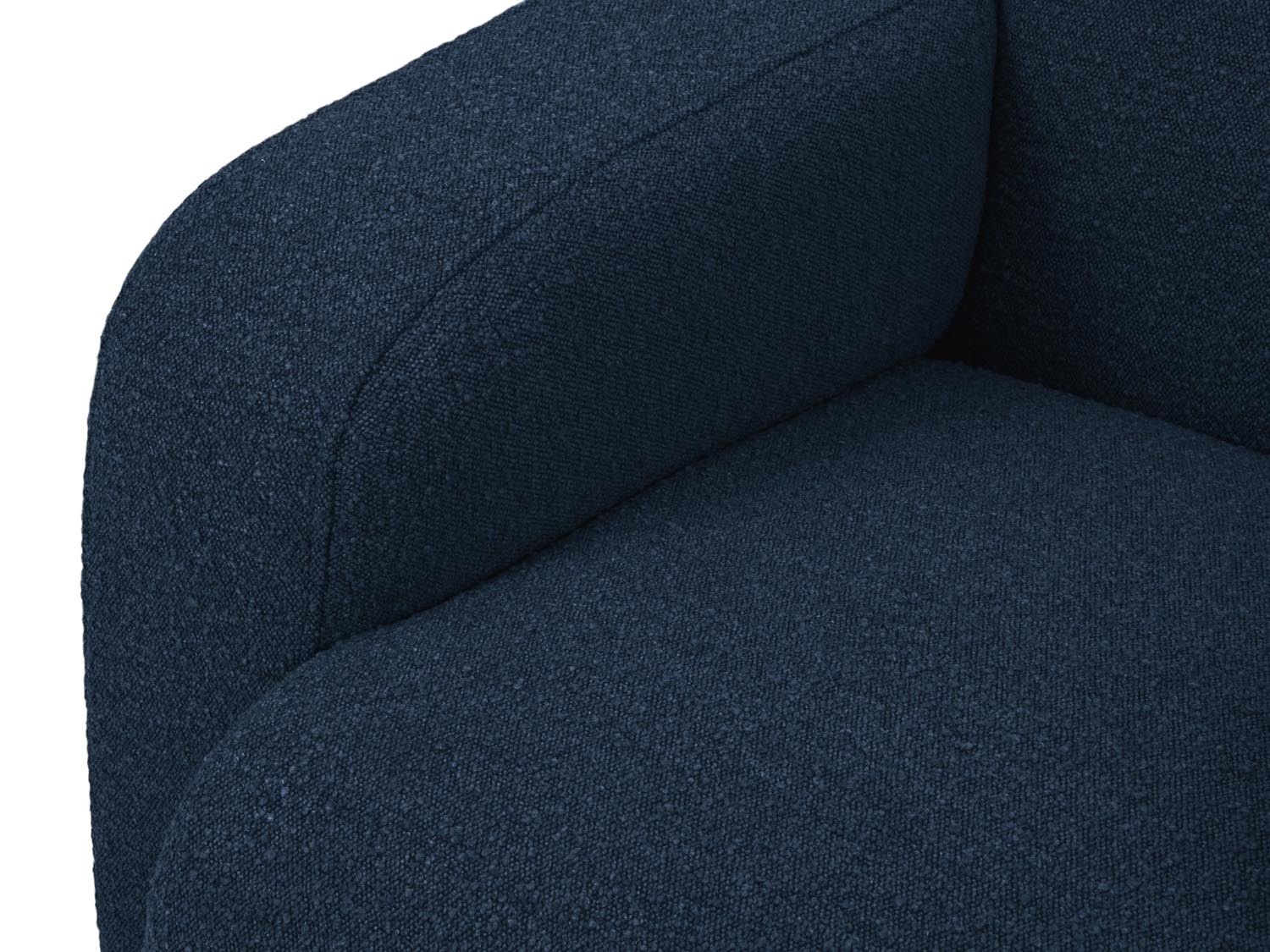 Elegantes 4-Sitzer Ecksofa Molino Boucle rechts in tiefem Blau, perfekt für moderne Wohnräume und entspannte Stunden.