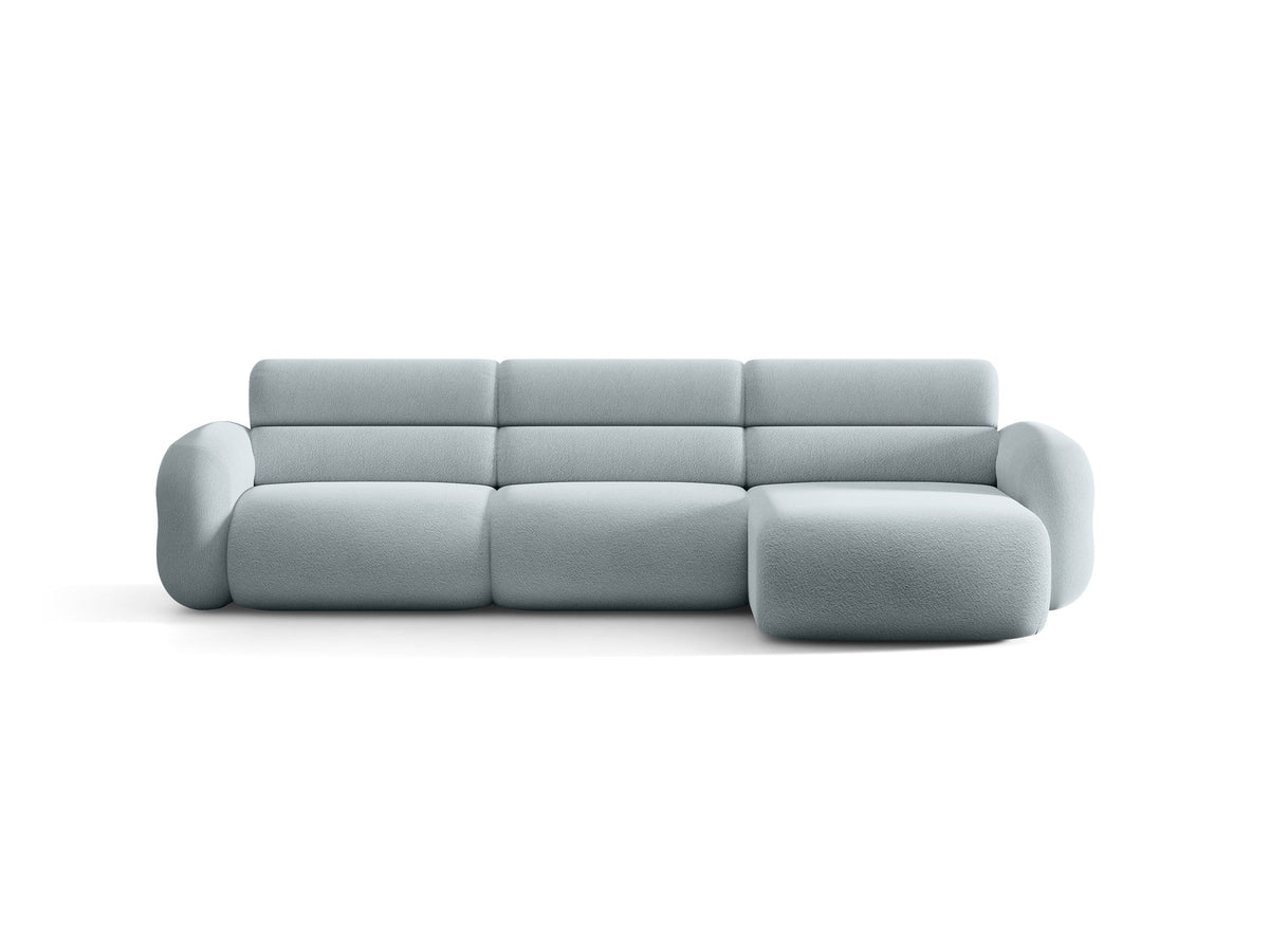 Neo Linkes Ecksofa von Micadoni in dunklem Olivgrün, L-Form mit hoher Rückenlehne, strukturiertem Baloo-Stoff und schwarzen Kunststoffbeinen.