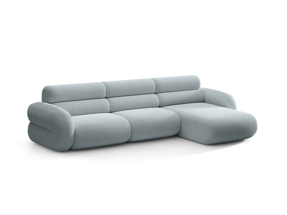 Neo Linkes Ecksofa von Micadoni in dunklem Olivgrün, L-Form mit hoher Rückenlehne, strukturiertem Baloo-Stoff und schwarzen Kunststoffbeinen.